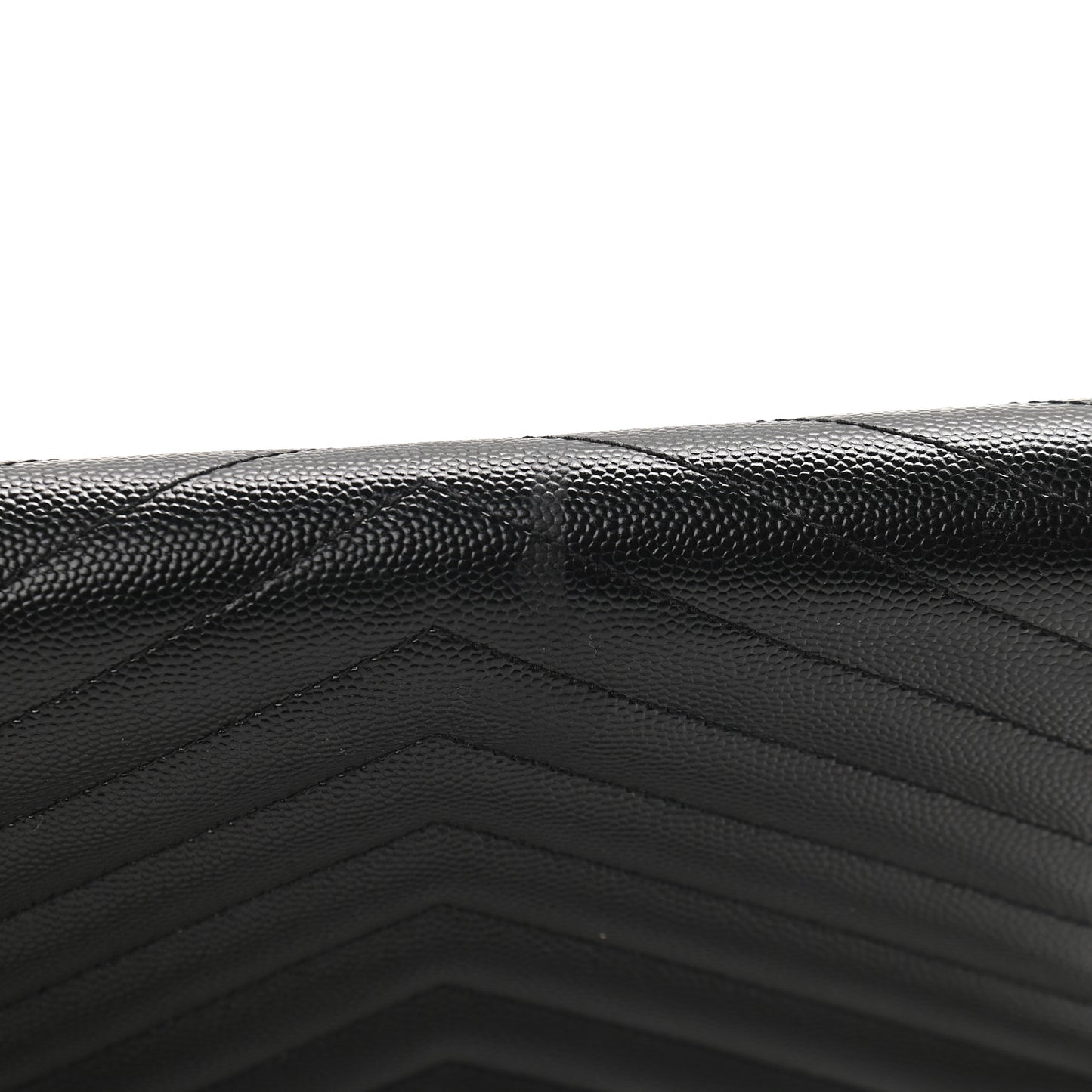 Grain De Poudre Matelasse Chevron Monogram Envelope Chain Wallet Black