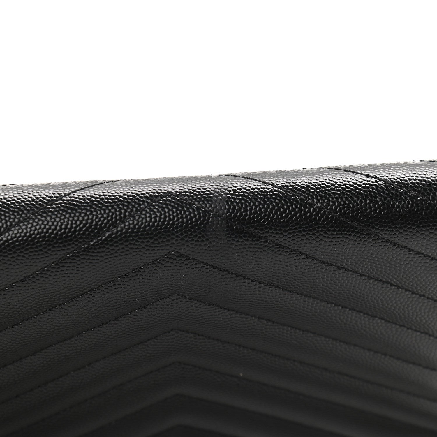 Saint Laurent Grain De Poudre Matelasse Chevron Monogram Envelope Chain Wallet Black 10 of 11