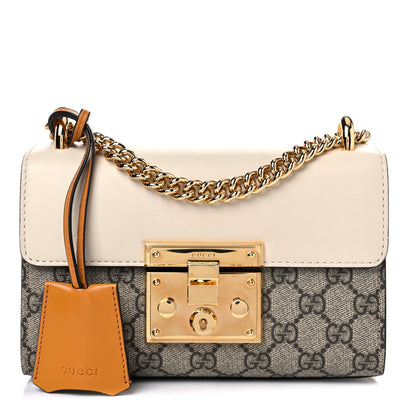Gucci GG Supreme Monogram Calfskin Small Padlock Shoulder Bag Beige Mystic White Sun Oil 1 of 17