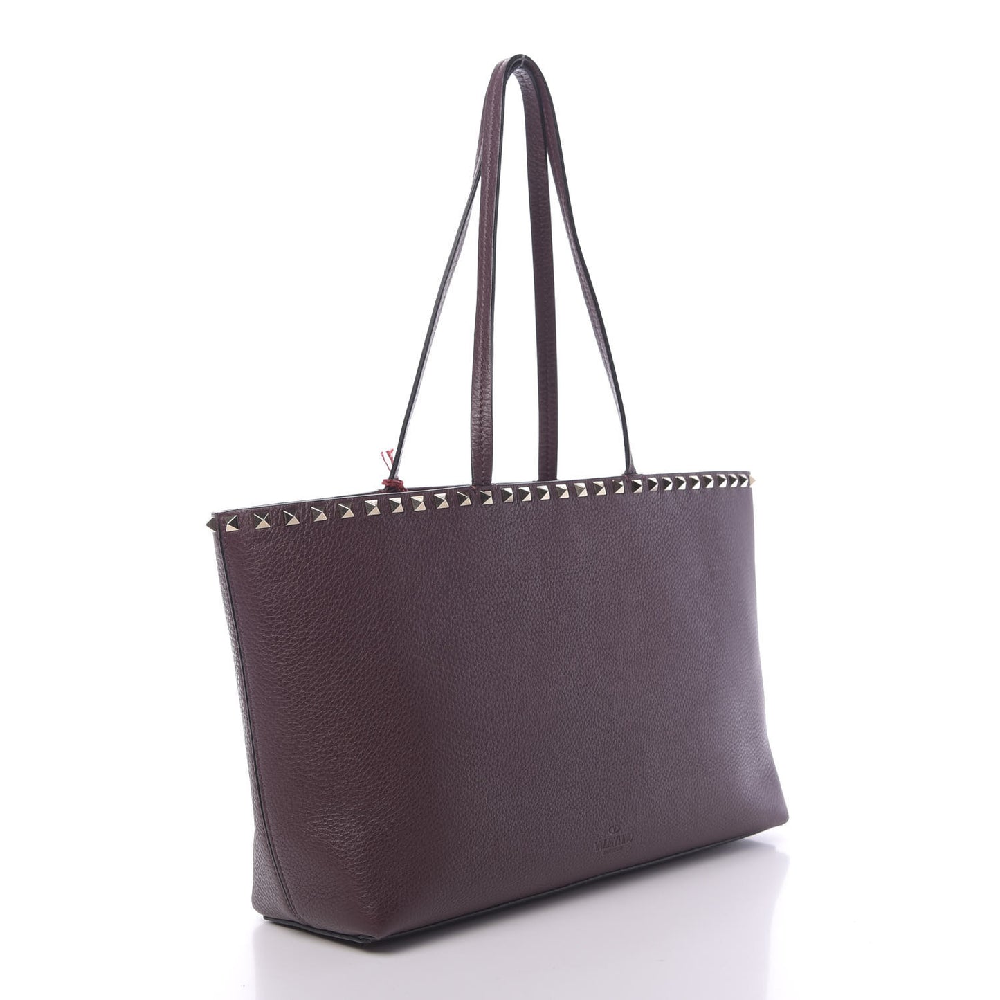 Grained Calfskin Small Rockstud Shoulder Tote Rubin
