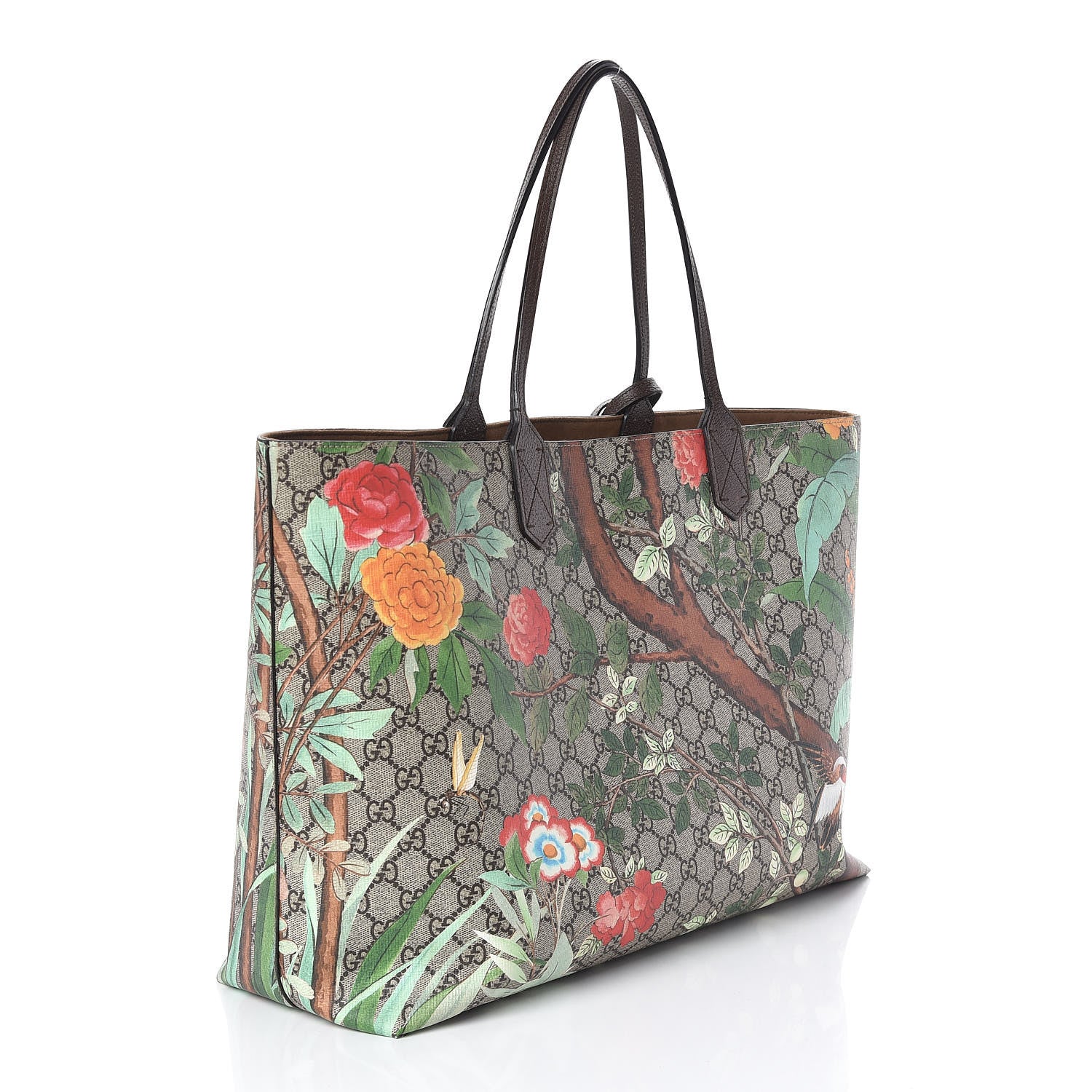 Gucci GG Supreme Monogram Tian Large Shopping Tote Beige Multicolor New Acero 3 of 12