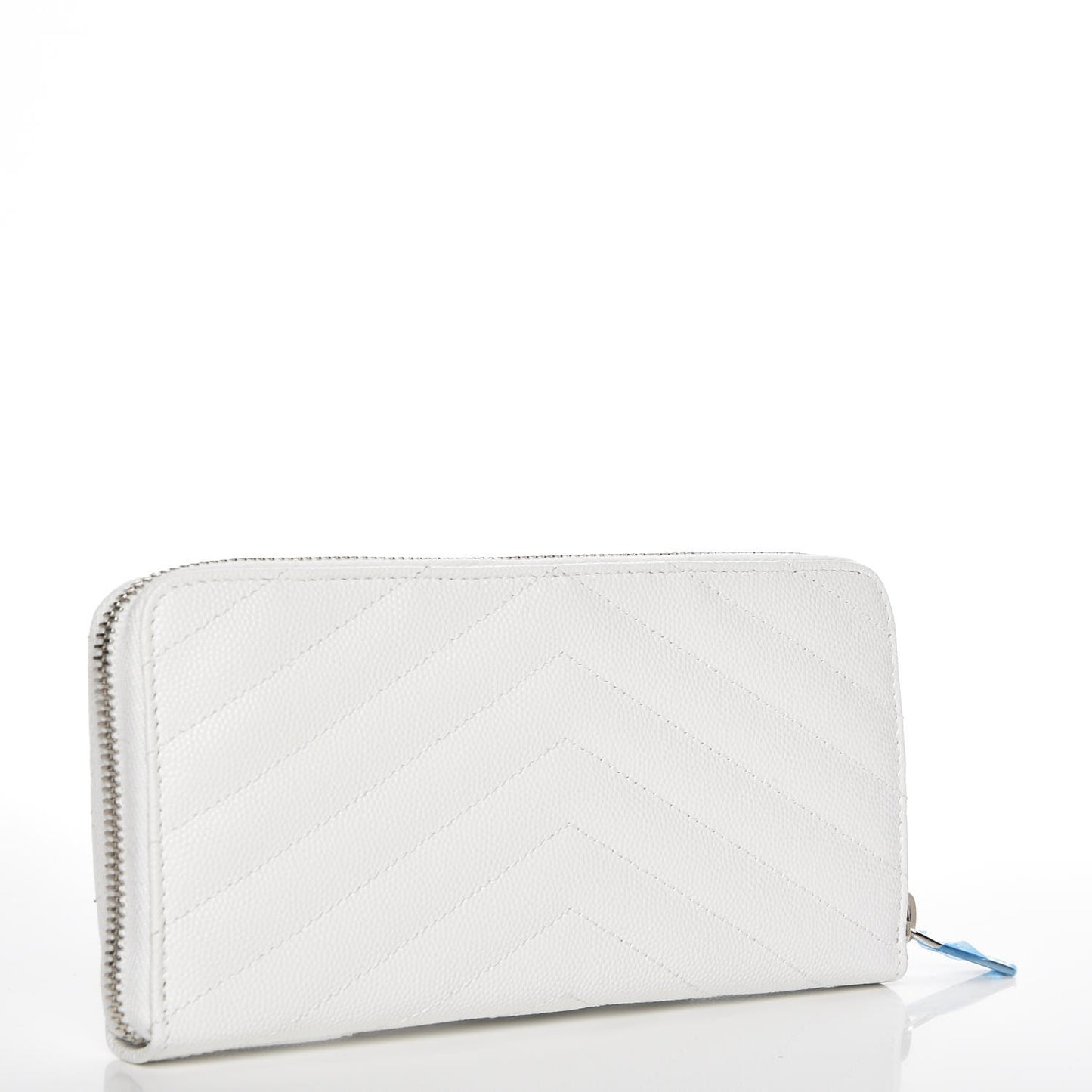 Grain De Poudre Matelasse Chevron Monogram Zip Around Wallet Blanc Optique