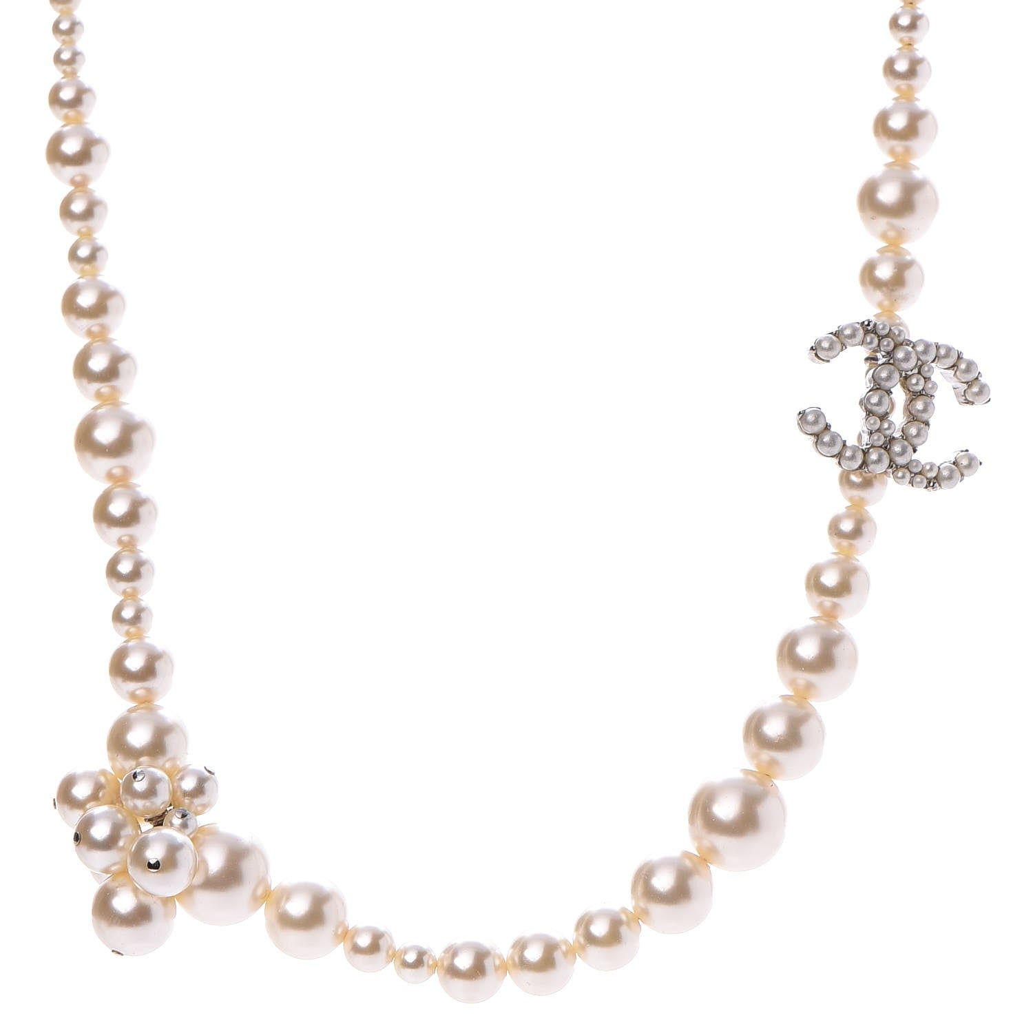 Chanel Pearl Cluster CC Necklace Silver 1 of 7