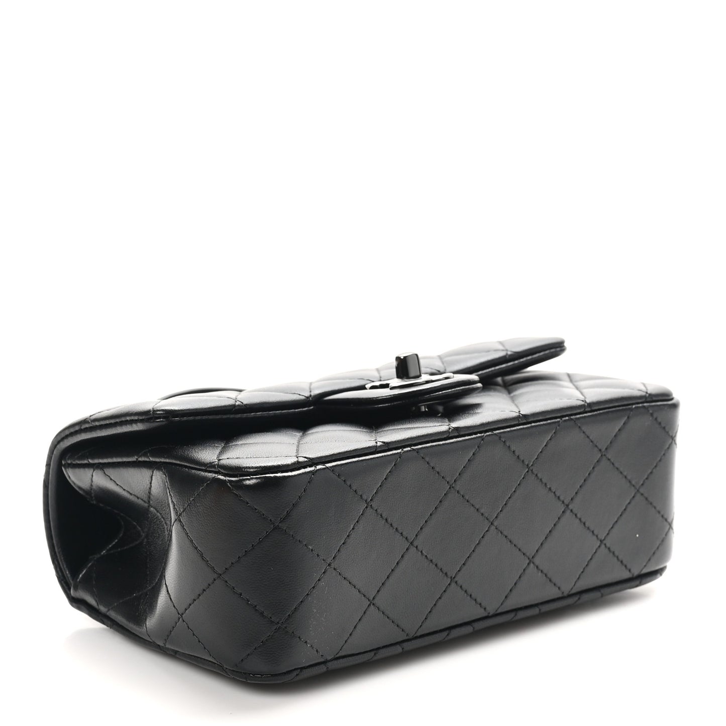 Lambskin Quilted Mini Top Handle Rectangular Flap So Black