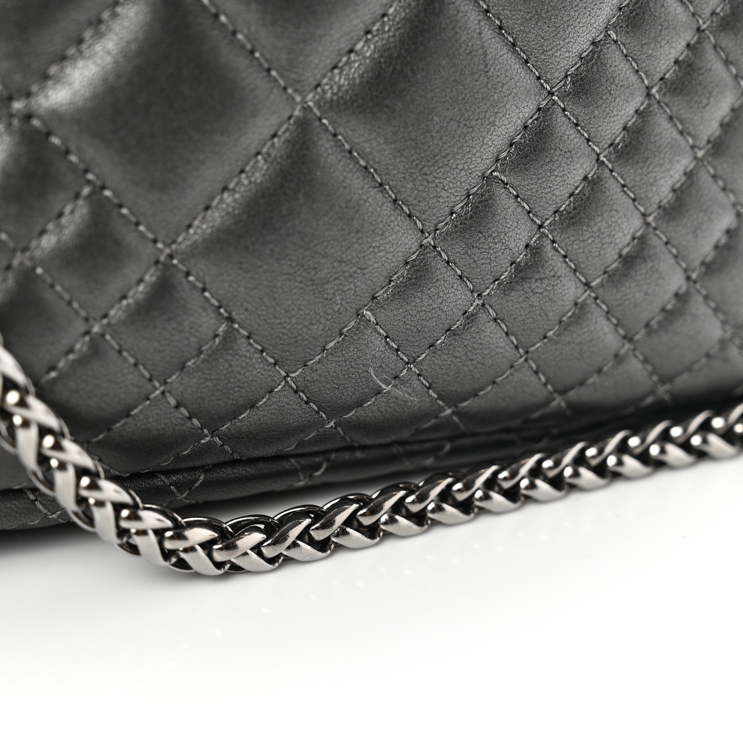Versace Metallic Nappa Quilted Icon Shoulder Bag Grey 11 of 14
