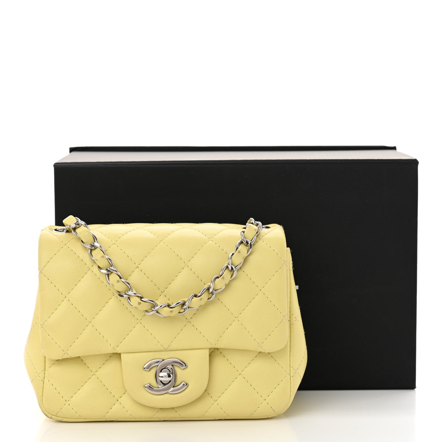 Chanel Lambskin Quilted Mini Square Flap Light Yellow 14 of 14