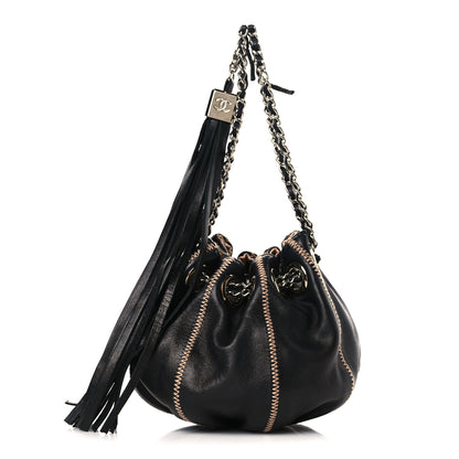 Chanel Lambskin Satin Reversible Mini Sac Cordon Black Peach 1 of 10
