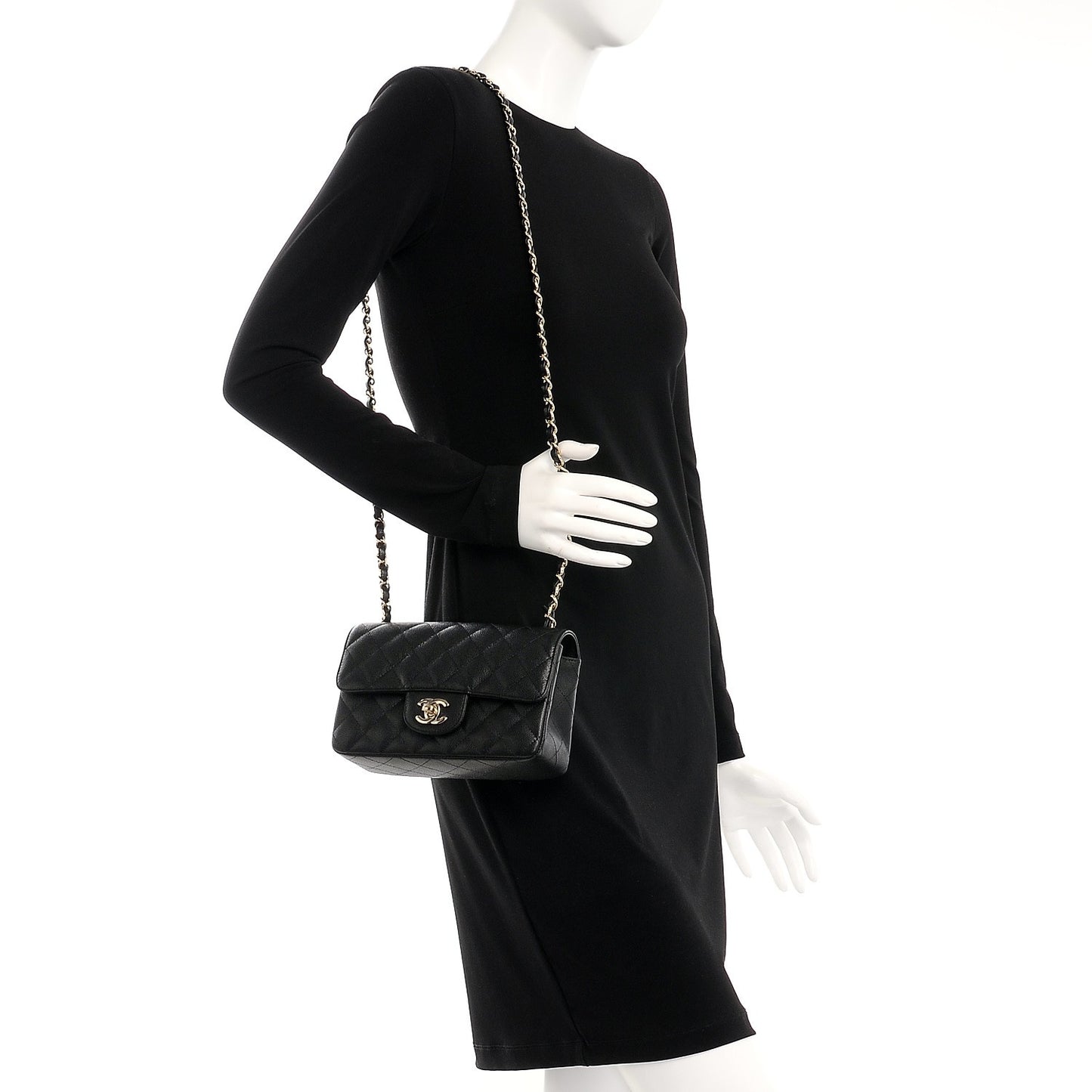 Caviar Quilted Mini Rectangular Flap Black