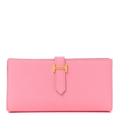 Hermes Chevre Mysore Bearn Gusset Wallet Rose Confetti 1 of 7
