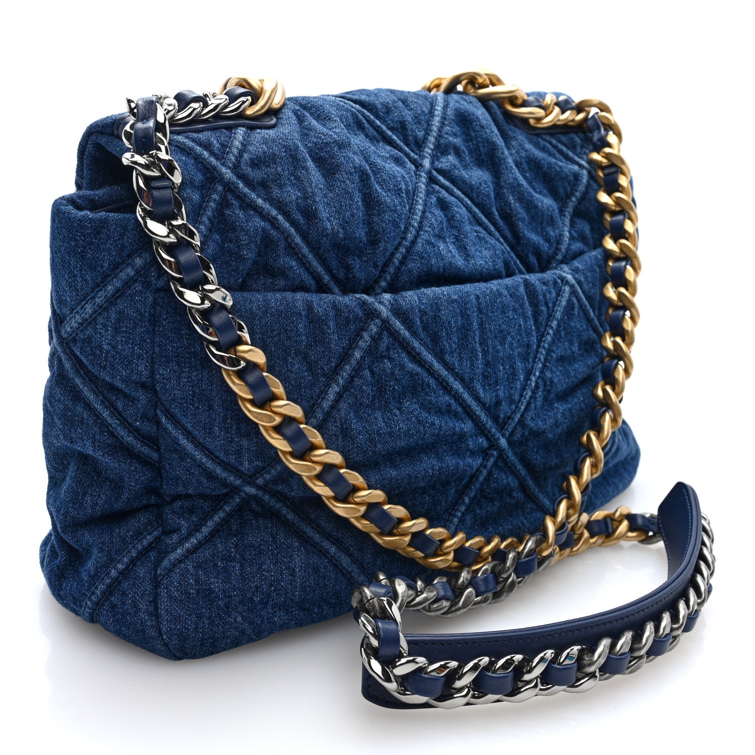 Chanel Denim Quilted Large Chanel 19 Flap Blue 3 of 10
