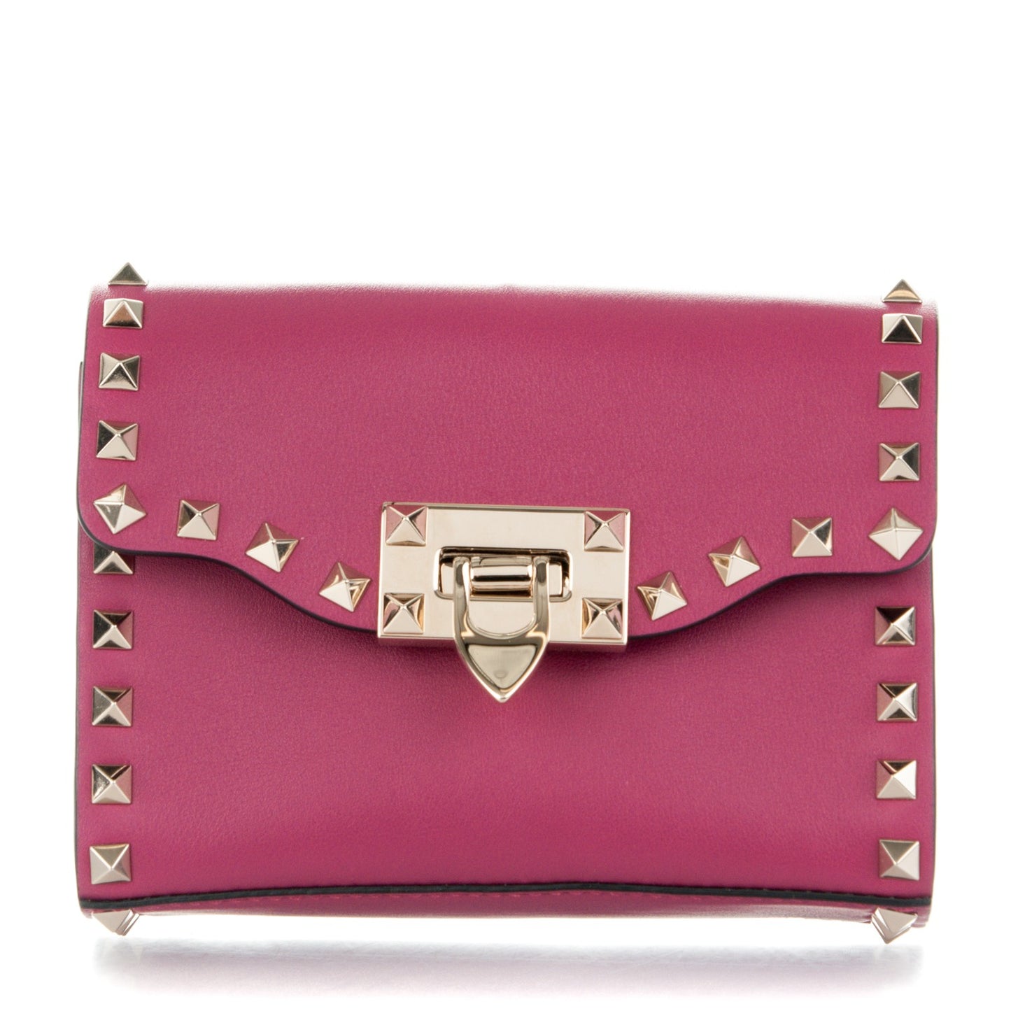 Vitello Mini Rockstud Flip Lock Crossbody Bag Deep Cyclamin