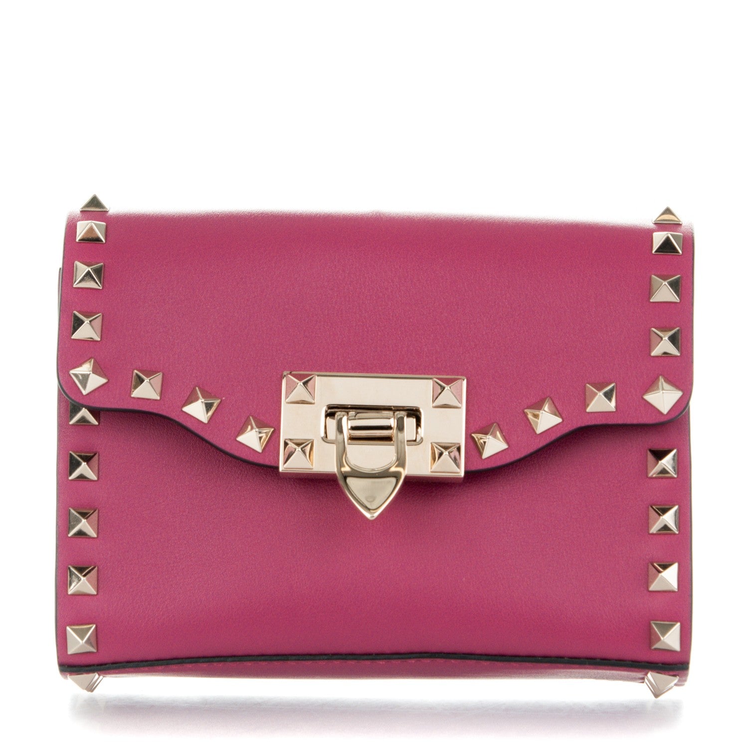 Valentino Garavani Vitello Mini Rockstud Flip Lock Crossbody Bag Deep Cyclamin 1 of 6