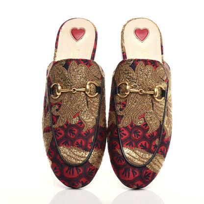 Gucci Jacquard Floral Womens Princetown Slippers 35.5 Black Camel 5 of 9