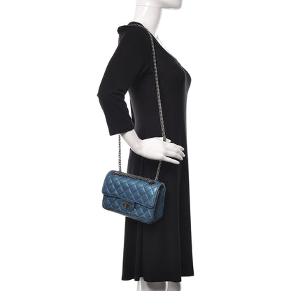 Chanel Metallic Sheepskin Quilted 2.55 Reissue Mini Flap Blue 2 of 12