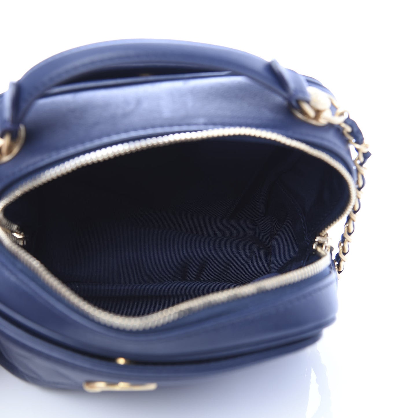 Calfskin Quilted CC Small Vanity Case Navy