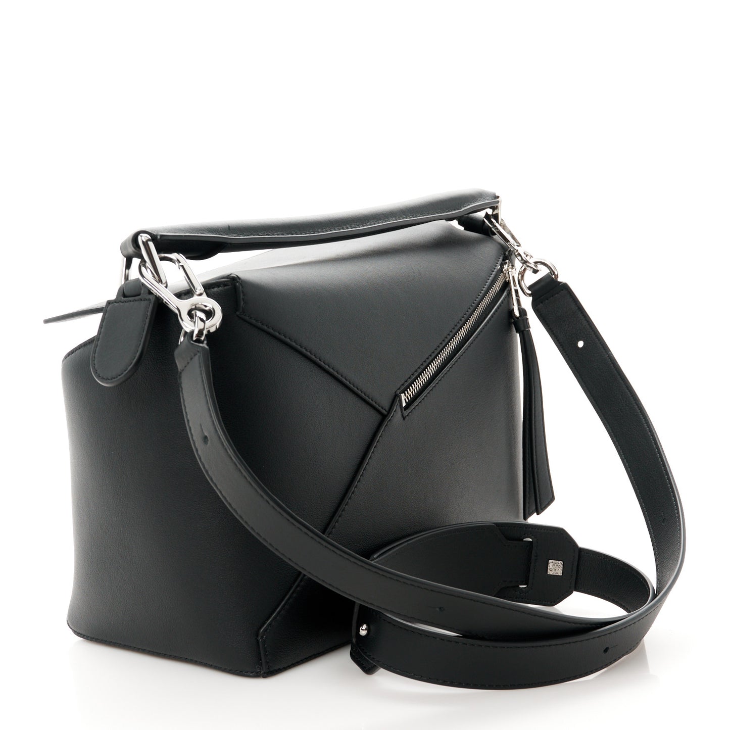 Calfskin Medium Puzzle Edge Bag Black
