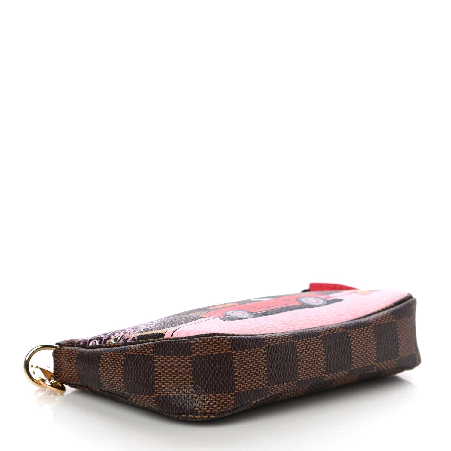 Louis Vuitton Damier Ebene 2019 Christmas Animation Mini Pochette Accessories Red 4 of 10