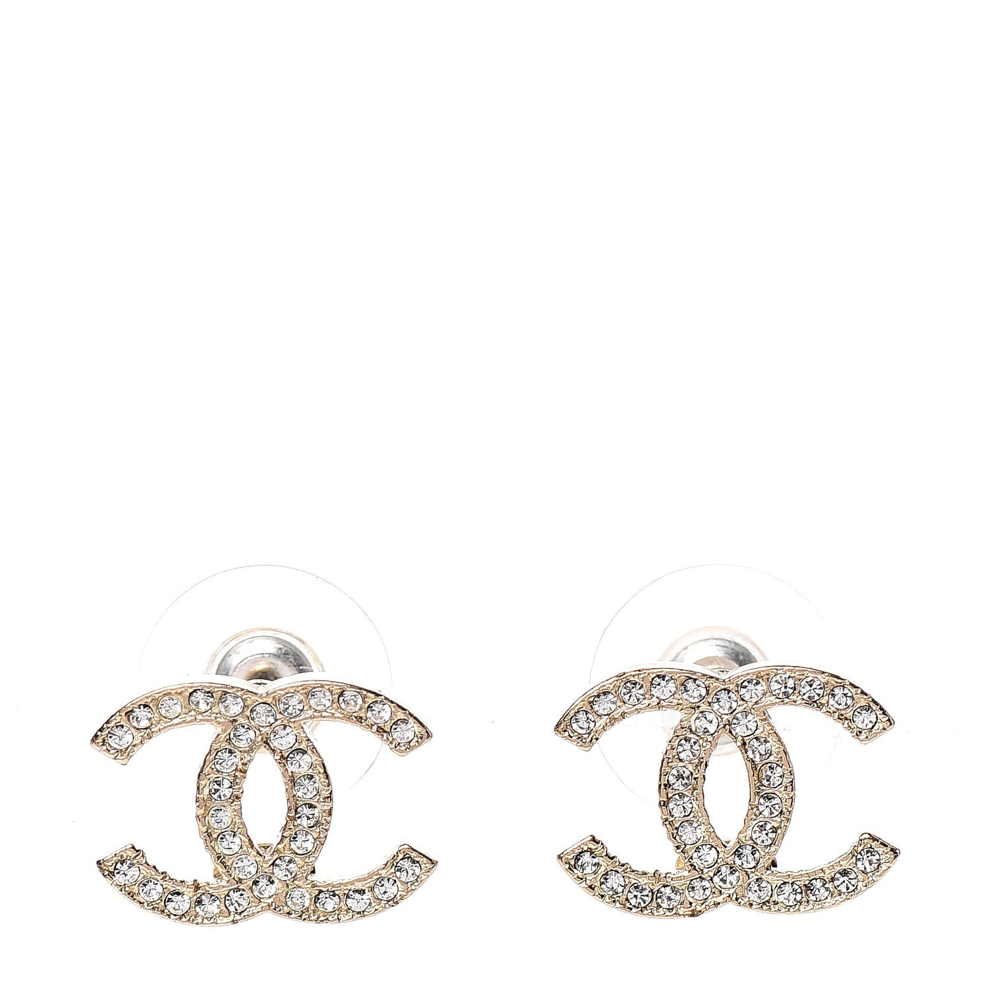 Crystal CC Earrings Light Gold