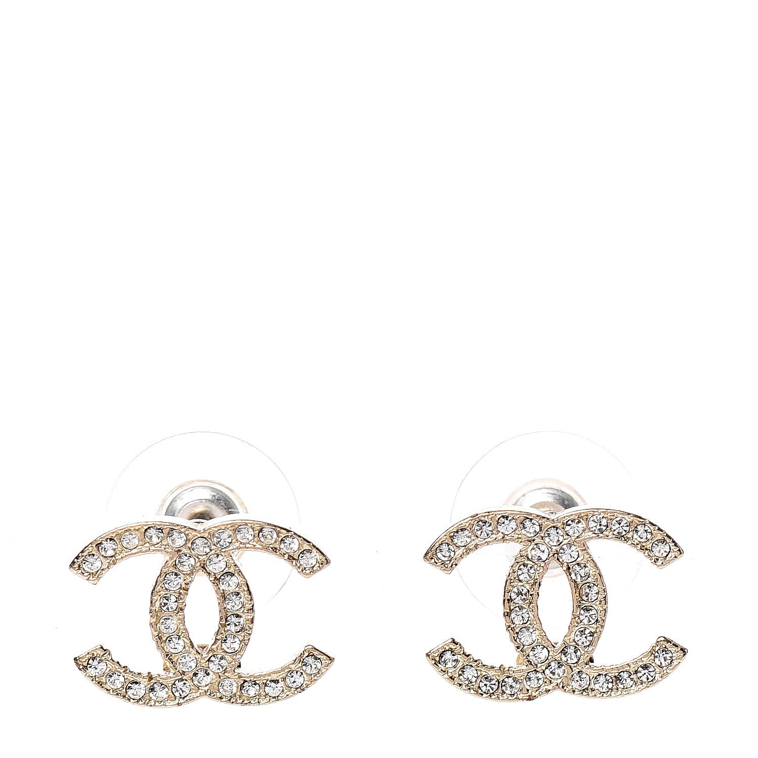 Chanel Crystal CC Earrings Light Gold 1 of 3