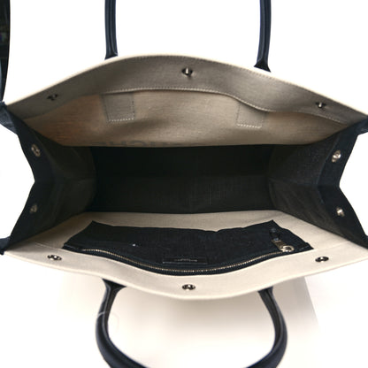 Saint Laurent Linen Calfskin Rive Gauche North South Tote White Black 5 of 9