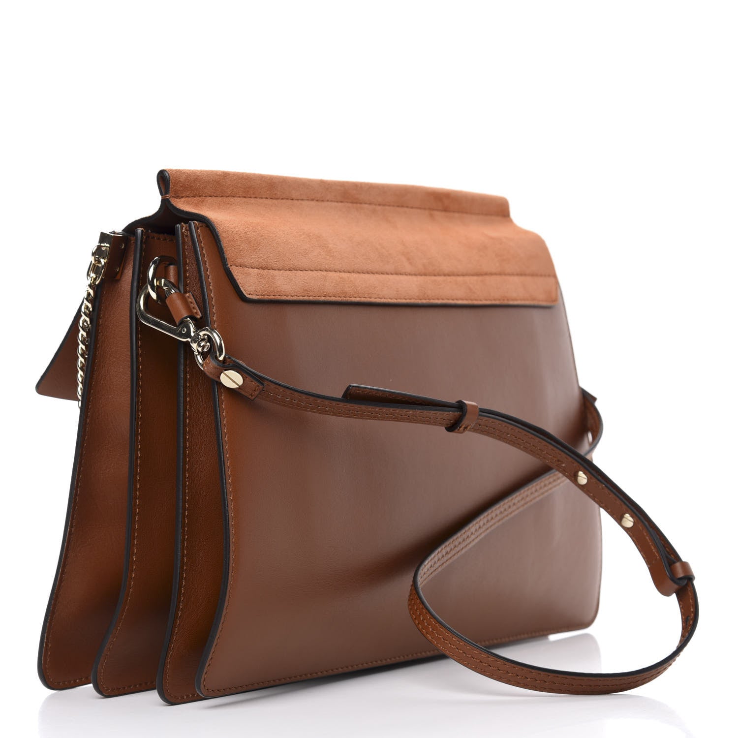 Chloe Suede Calfskin Medium Faye Shoulder Bag Tobacco 3 of 8
