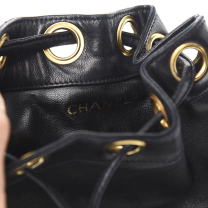 Chanel Lambskin Drawstring Bucket Bag Black 7 of 12