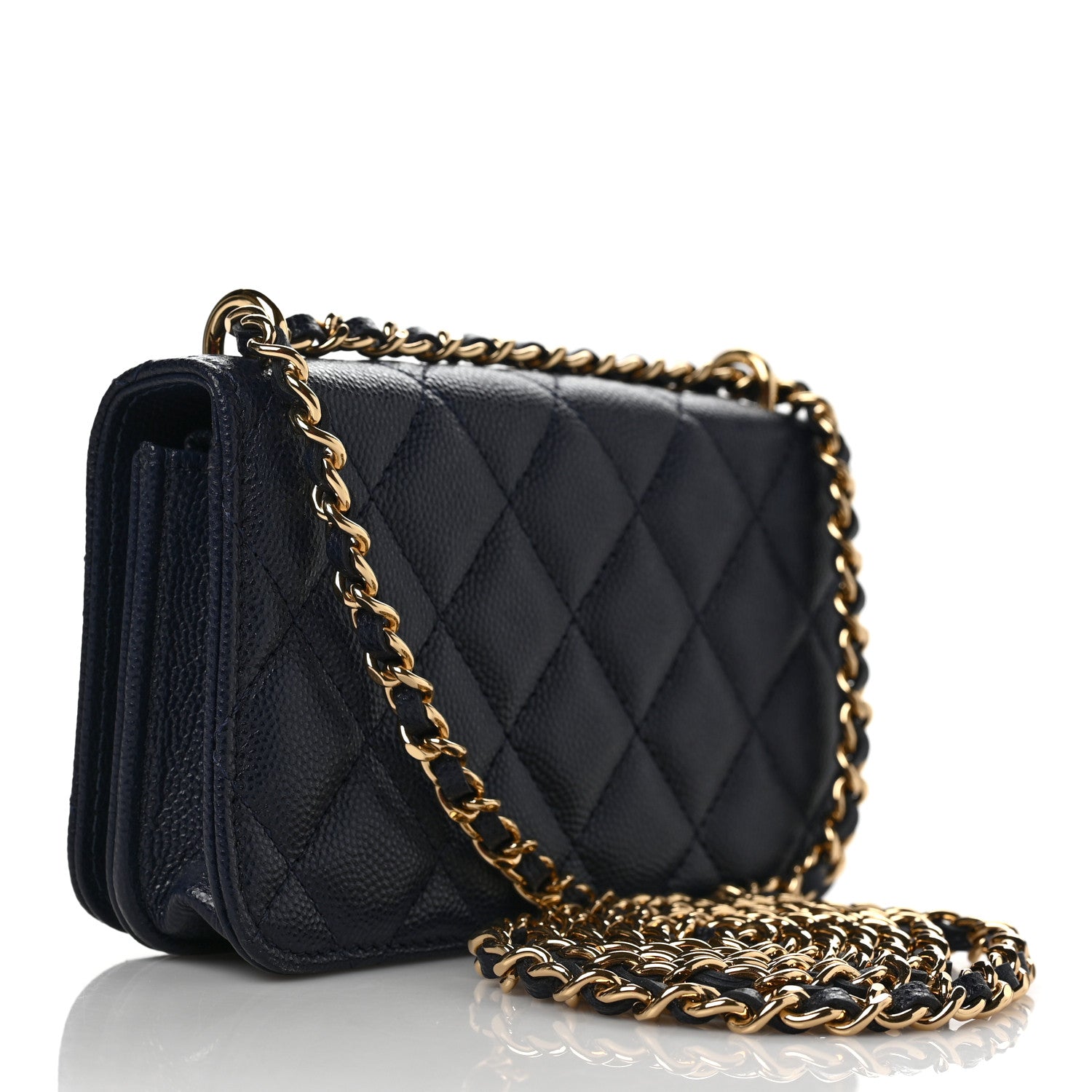 Chanel Caviar Quilted Pocket Twins Clutch With Chain Navy 2 of 8