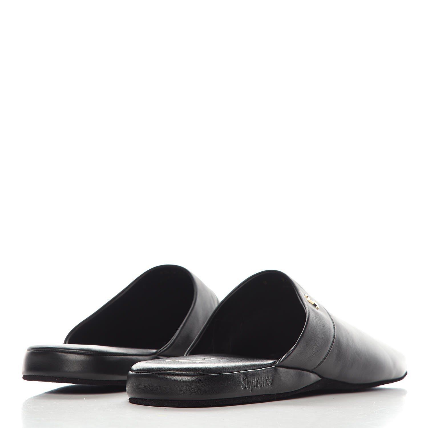 Louis Vuitton X SUPREME Lambskin Mens Hugh Slippers 8 Black 4 of 16