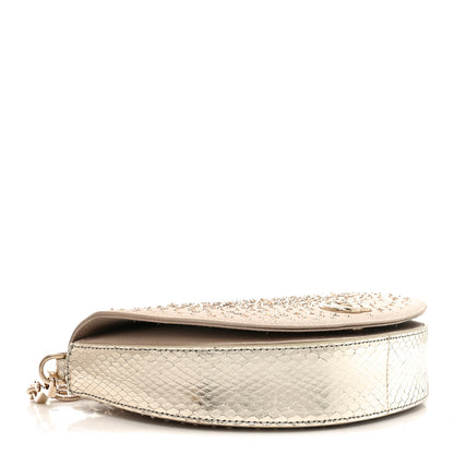 Gucci Satin Crystal Half Moon Chain Shoulder Bag Beige 4 of 11