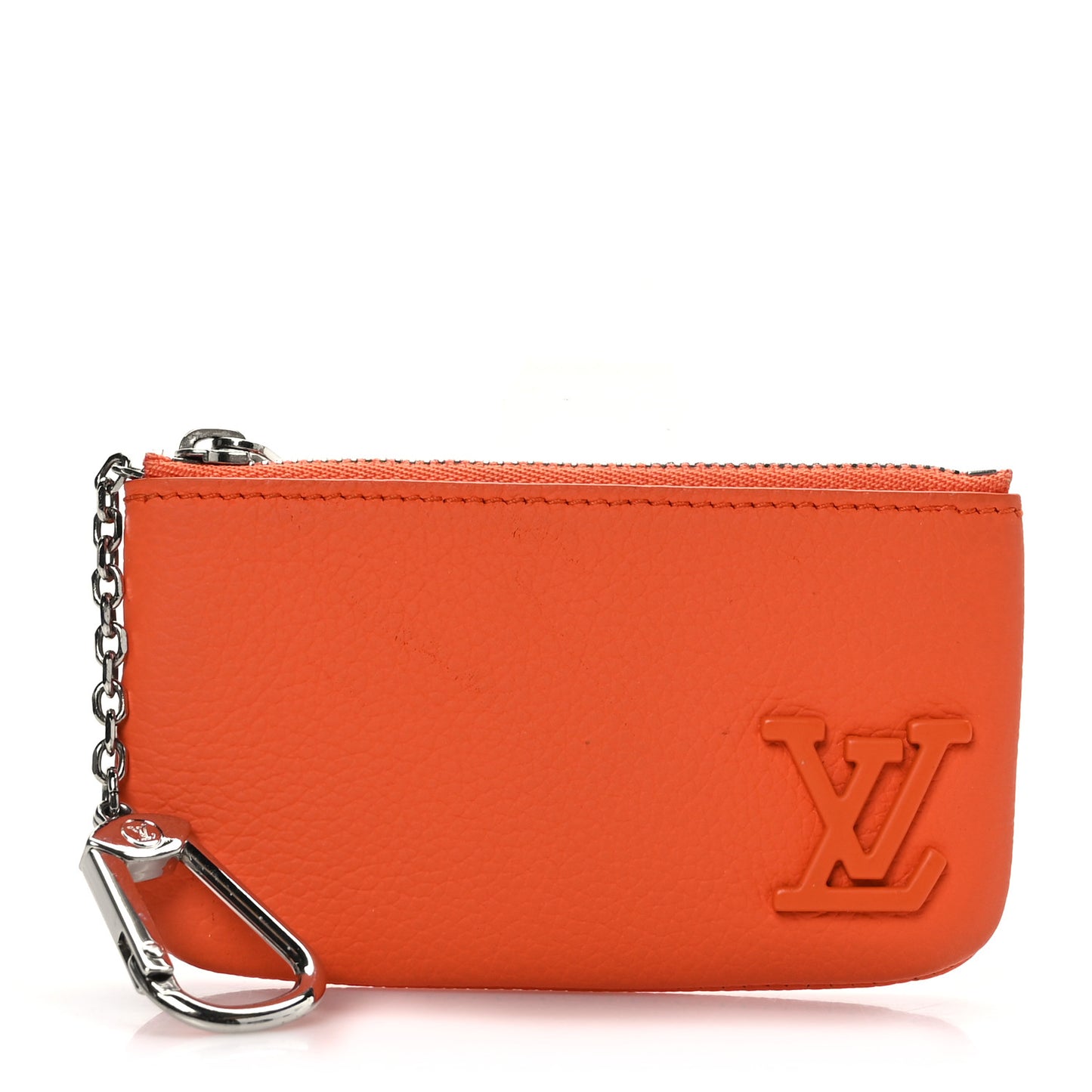 Grained Calfskin Aerogram Key Pouch Orange
