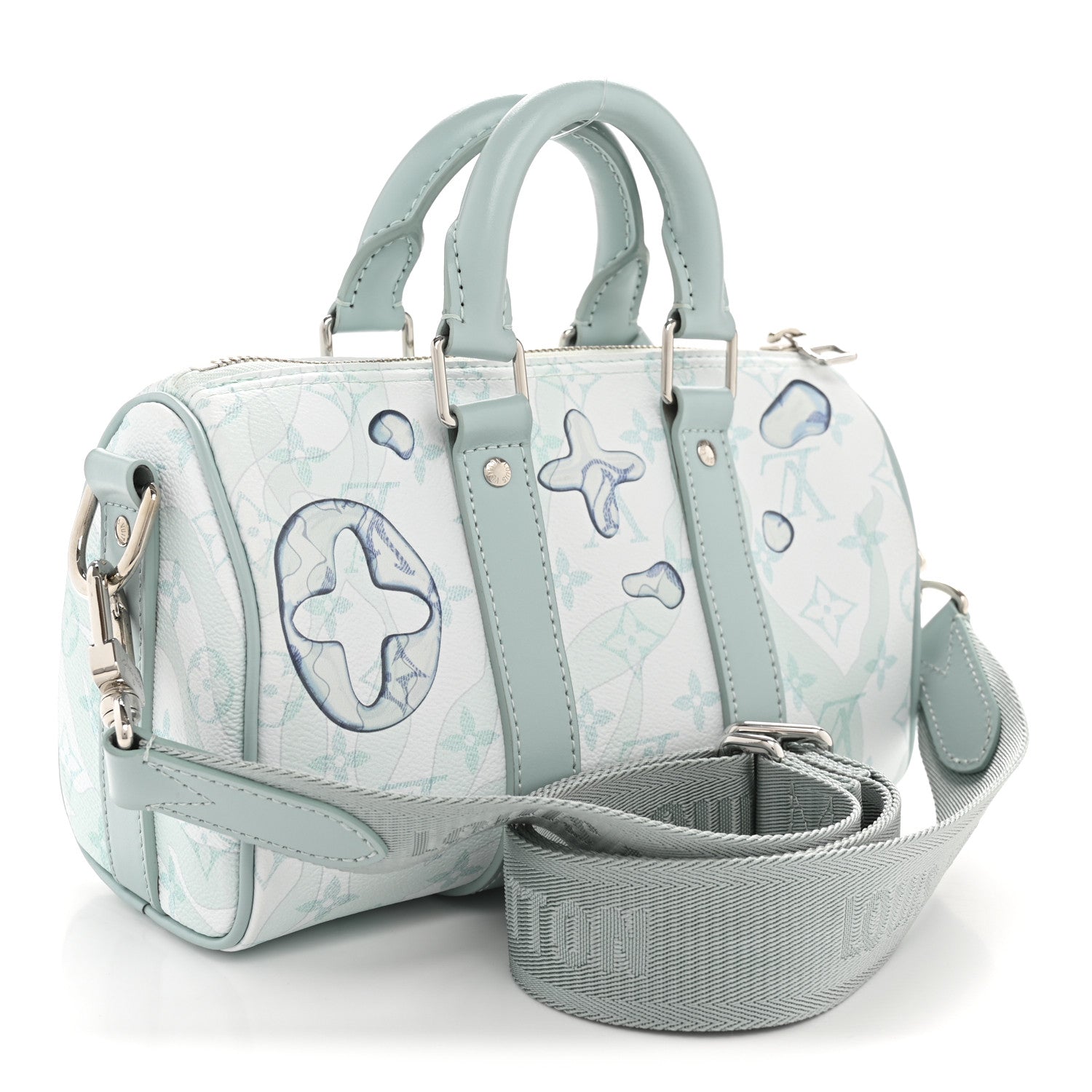 Louis Vuitton Monogram Aquagarden Keepall Bandouliere 25 Crystal Blue 3 of 9