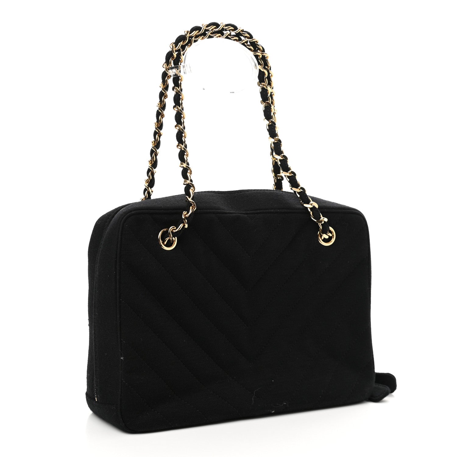 Chanel Jersey Chevron Quilted Camera Case Black 3 of 14
