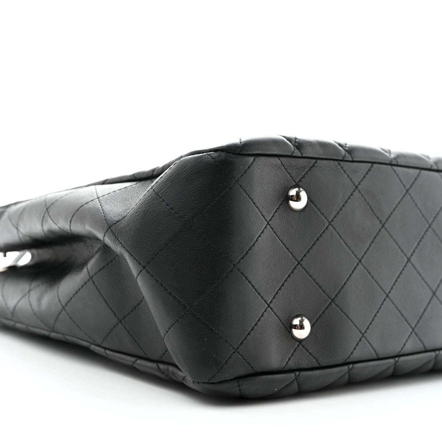 Calfskin Quilted Large Classic Shopping Tote  Black