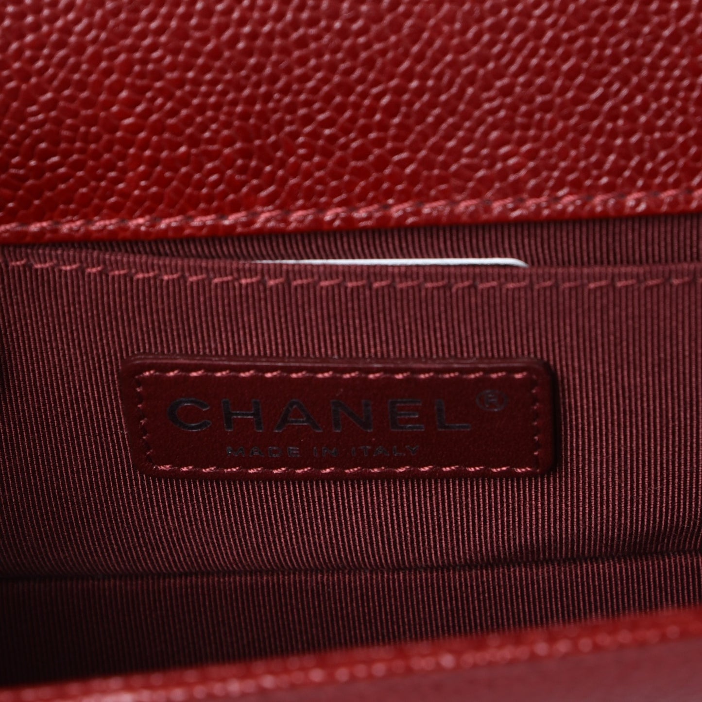 Caviar Quilted Small Boy Flap Dark Red