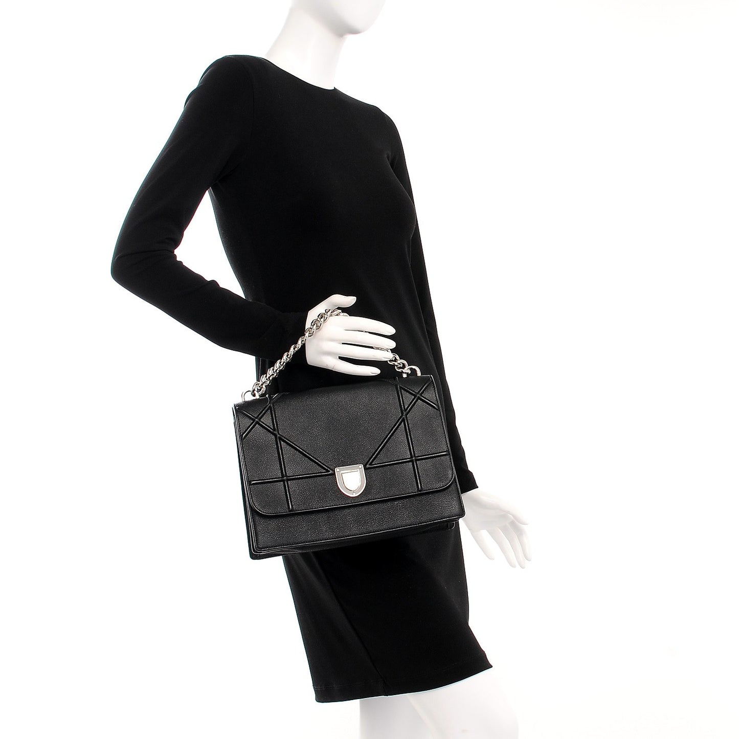 Grained Calfskin Diorama Satchel Black