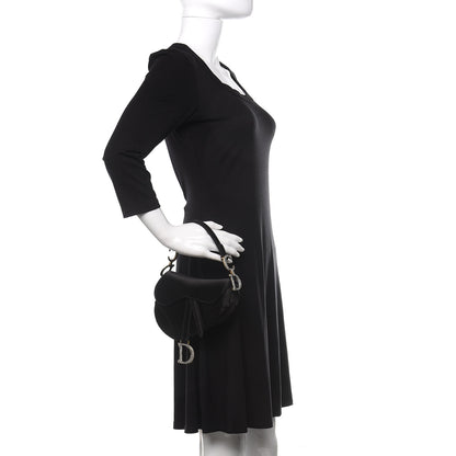 Christian Dior Satin Crystal Mini Saddle Bag Black 2 of 10