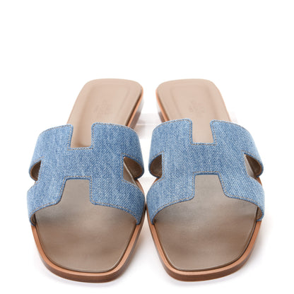 Hermes Denim Canvas Oran Sandals 39 Bleu Clair 5 of 11