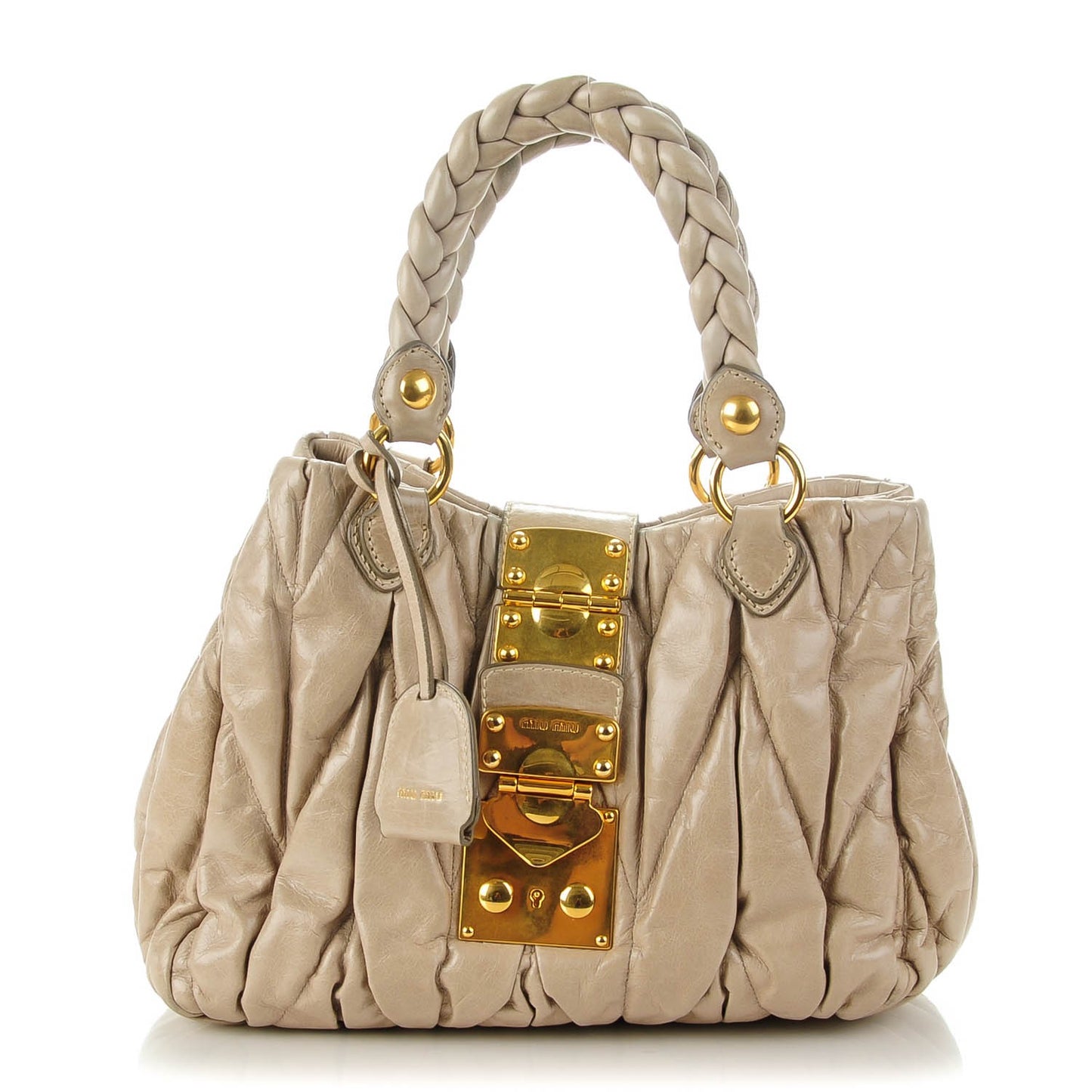 Nappa Matelasse Top Handle Bag Pomice