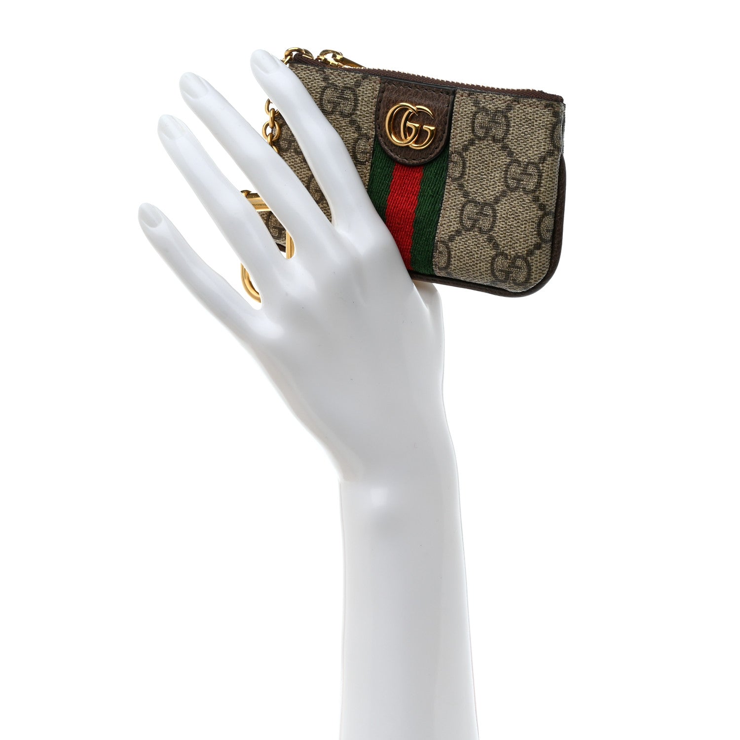 Gucci GG Supreme Monogram Web Ophidia Key Case Beige New Acero 2 of 8