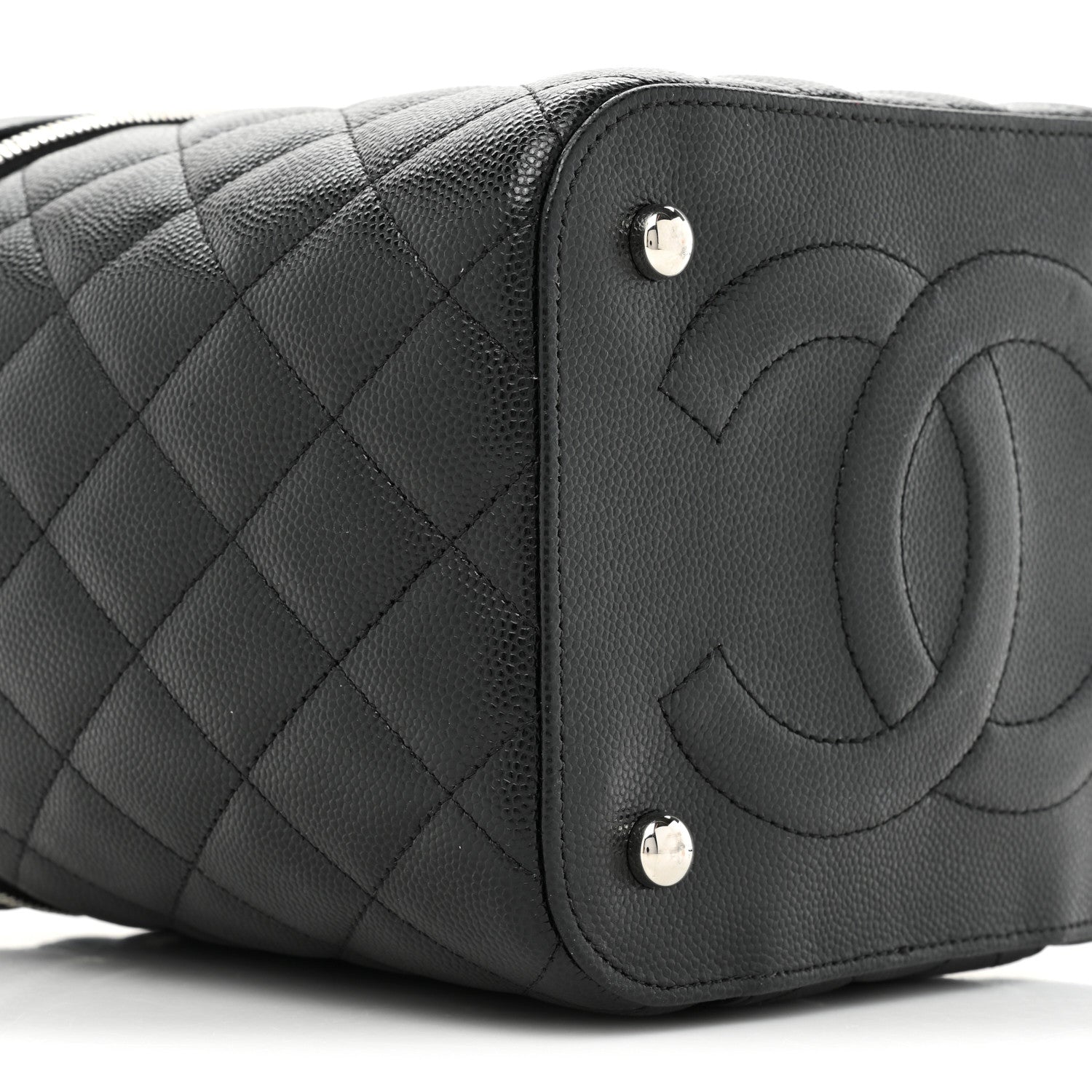 Chanel Caviar Quilted Small Top Handle Vanity Case With Chain Black 9 of 11