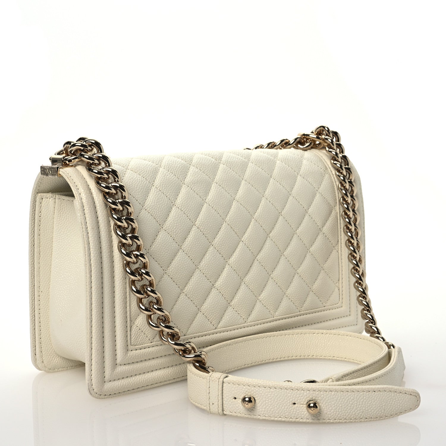 Chanel Caviar Quilted Medium Boy Flap White 3 of 11