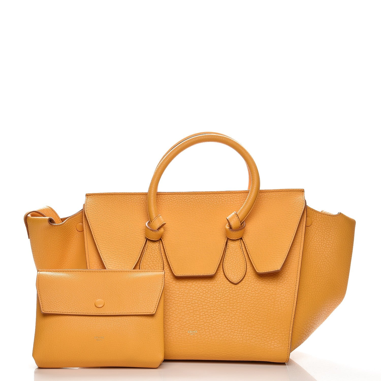 Celine Crisped Calfskin Small Tie Knot Tote Saffron 3 of 11