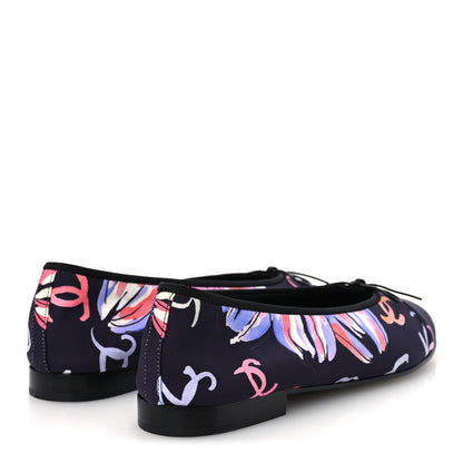 Chanel Printed Stretch Jersey Cap Toe Ballerina Flats 37.5 Black Multicolor 5 of 11