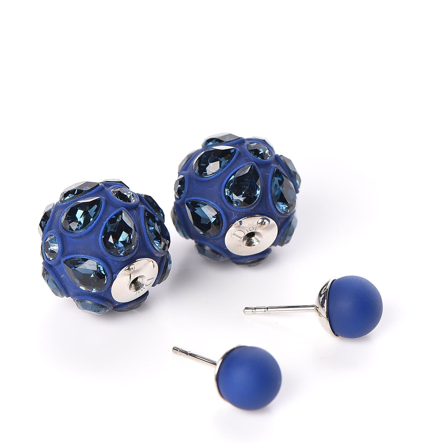 Christian Dior Crystal Mise En Dior Tribal Earrings Matte Navy Blue 3 of 4