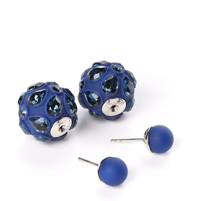 Christian Dior Crystal Mise En Dior Tribal Earrings Matte Navy Blue 3 of 4