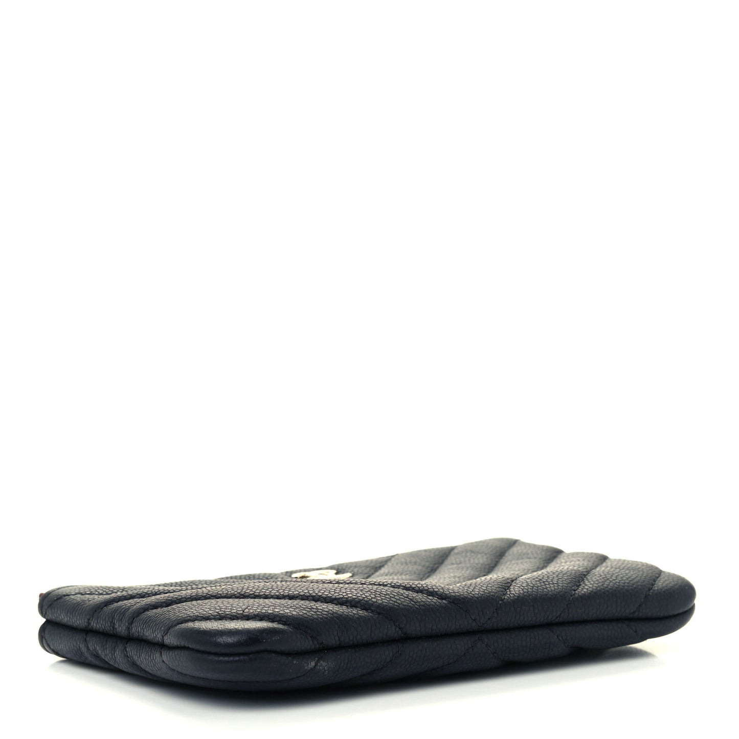 Caviar Chevron Quilted Small Cosmetic Case Black