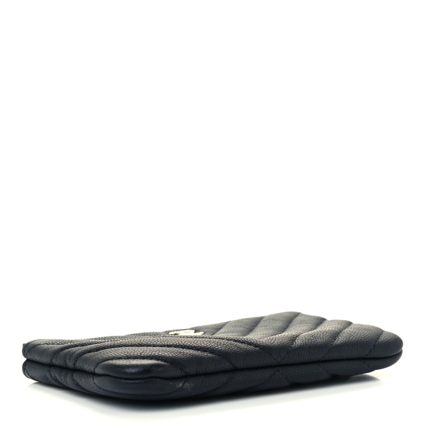 Chanel Caviar Chevron Quilted Small Cosmetic Case Black 4 of 9
