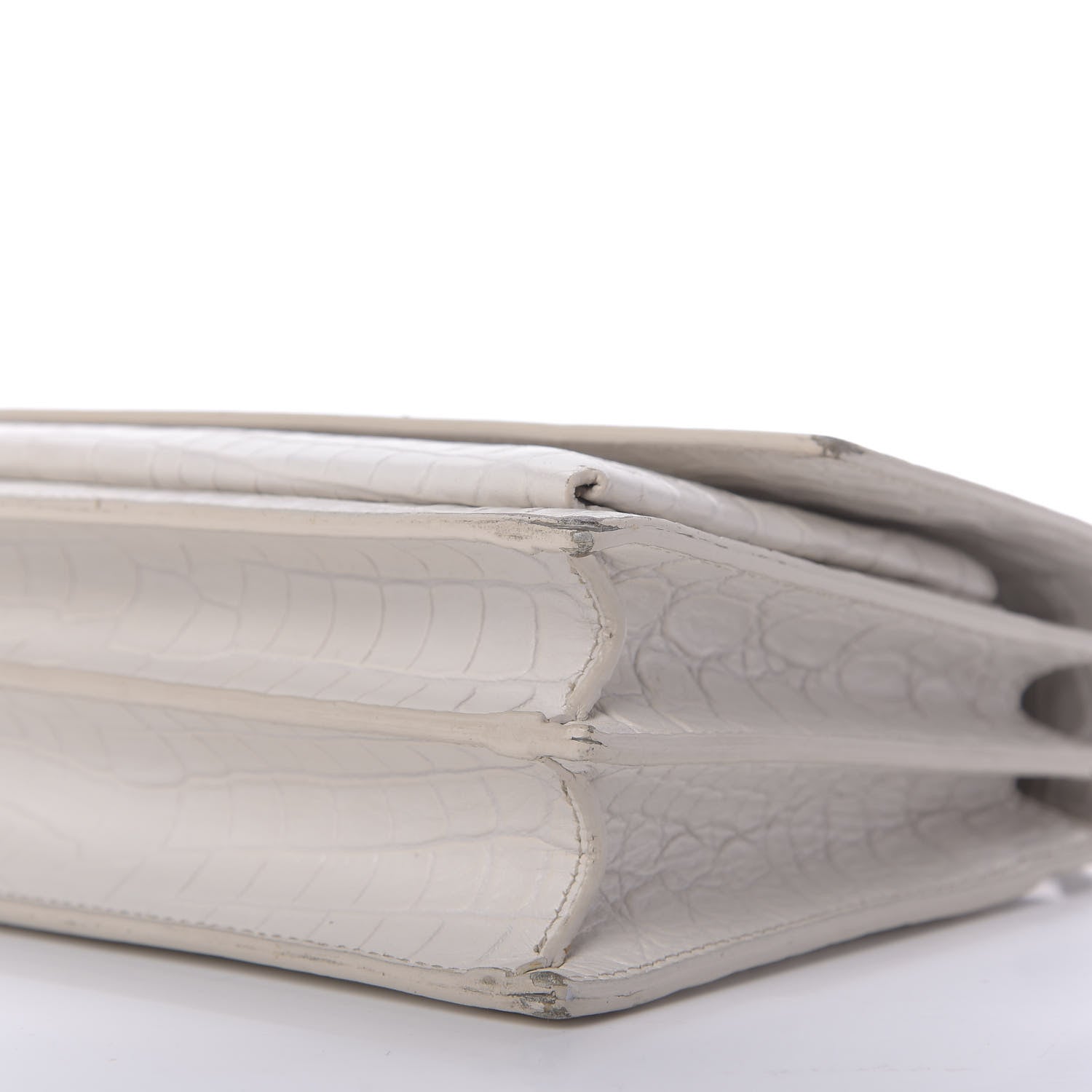 Saint Laurent Calfskin Crocodile Embossed Medium Monogram Sunset Blanc Vintage 7 of 13