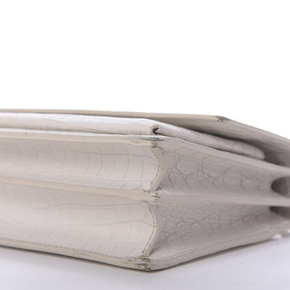 Saint Laurent Calfskin Crocodile Embossed Medium Monogram Sunset Blanc Vintage 7 of 13