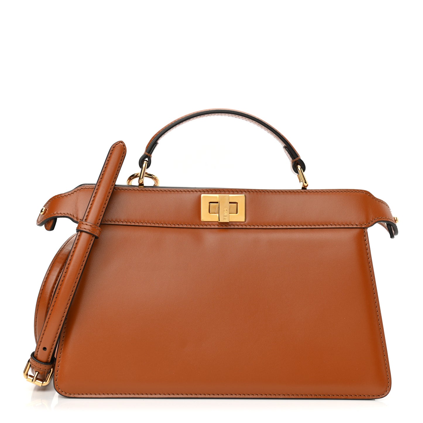 Vitello King Luxor Shiny Nappa Medium Peekaboo I SEE U East West Satchel Brandy Light Rose